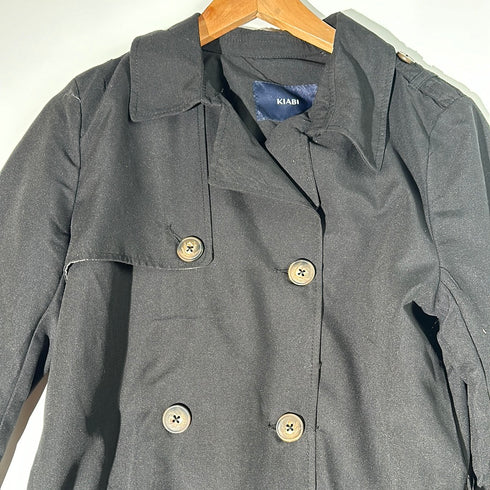 Classic Belted Trench Coat with Double-Breasted Design