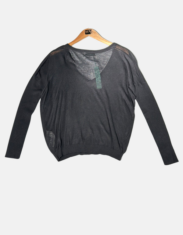 Elegant Noir V-Neck Sweater