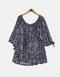 Navy Floral Off-Shoulder Blouse