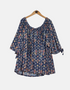 Navy Floral Off-Shoulder Blouse