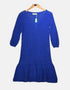 Royal Blue Knit Dress with Ruffle Hem