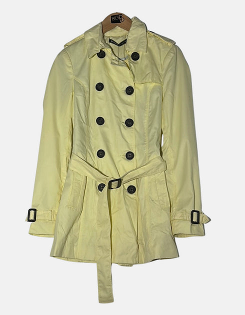 Women's Classic Double-Breasted Yellow Trench Coat