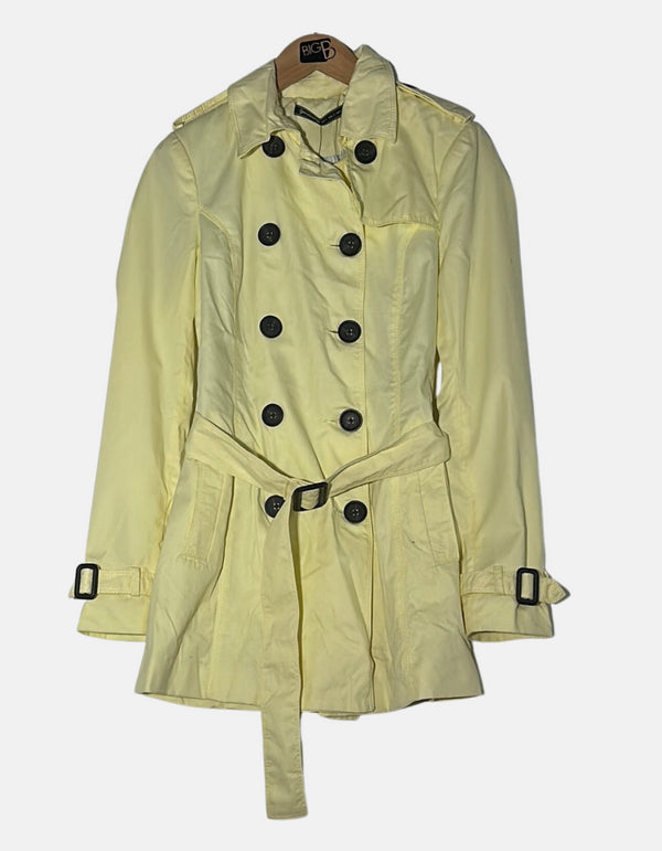 Women's Classic Double-Breasted Yellow Trench Coat