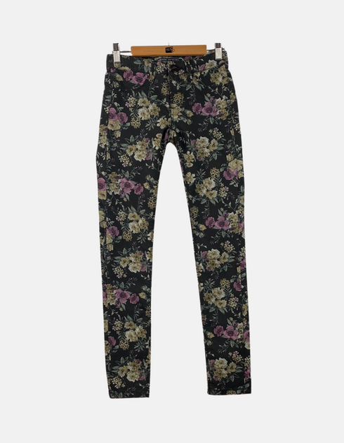 Jeans black floral FM