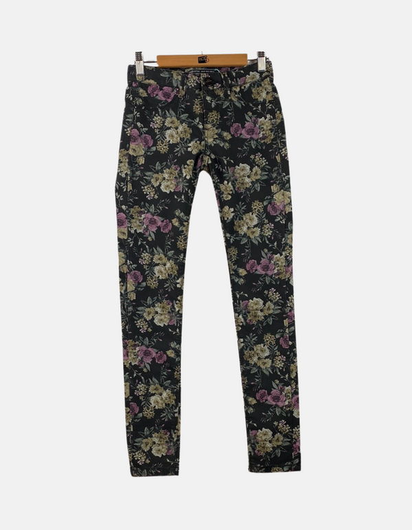 Jeans black floral FM