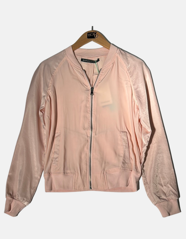 Women's Light Pink Zip-Up Bomber Jacket