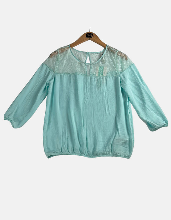 Aqua Mist Lace Detail Blouse