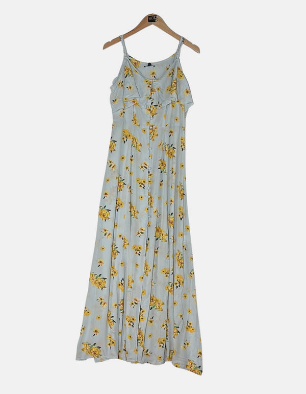 Floral Ruffle-Trim Maxi Dress