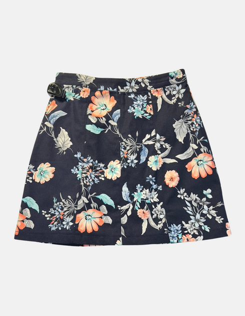Floral A-Line Mini Skirt with Belt Detail