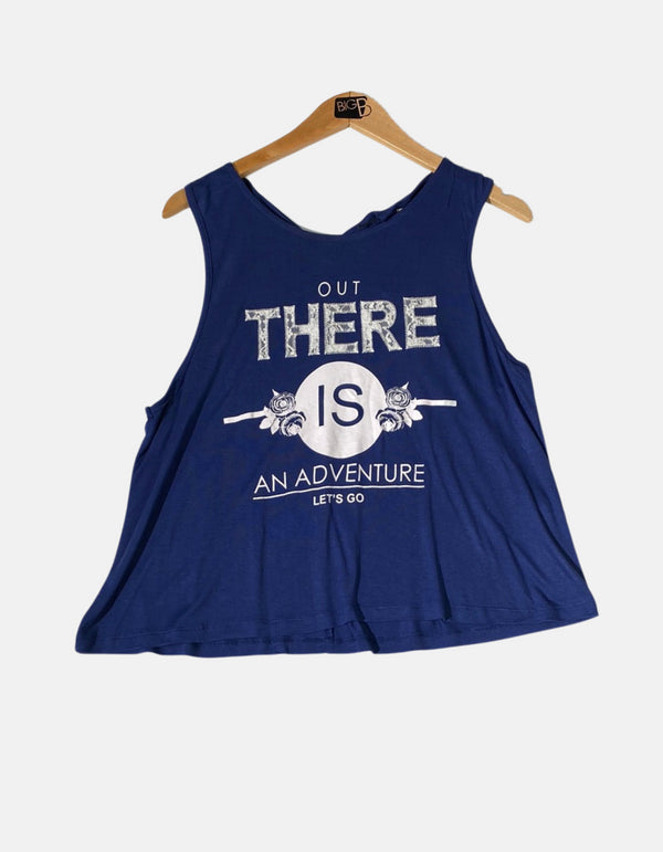 Navy Graphic Sleeveless Tank Top – "Out There is an Adventure"