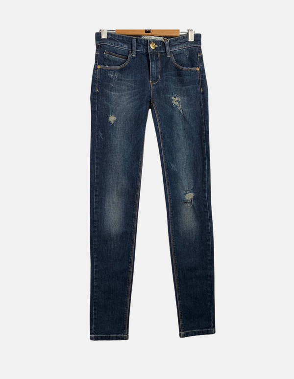 Classic Distressed Skinny Blue Denim Jeans