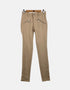 Beige High-Waist Slim-Fit Pants with Zipper Detail
