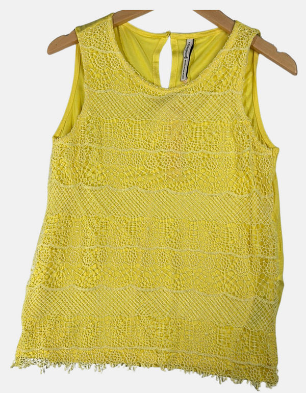 Sunshine Yellow Lace Overlay Tank