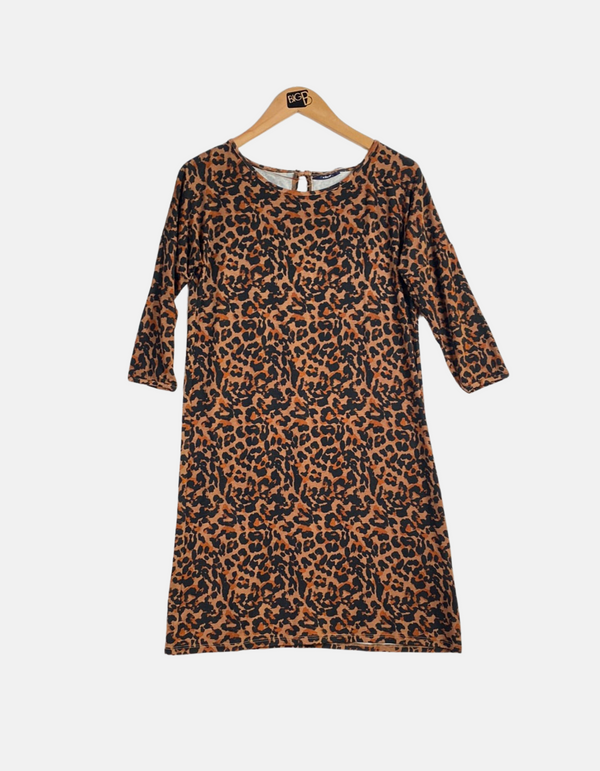 Leopard Print 3/4 Sleeve Dress