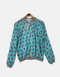 Women's Teal Feather Print Zip-Up Jacket