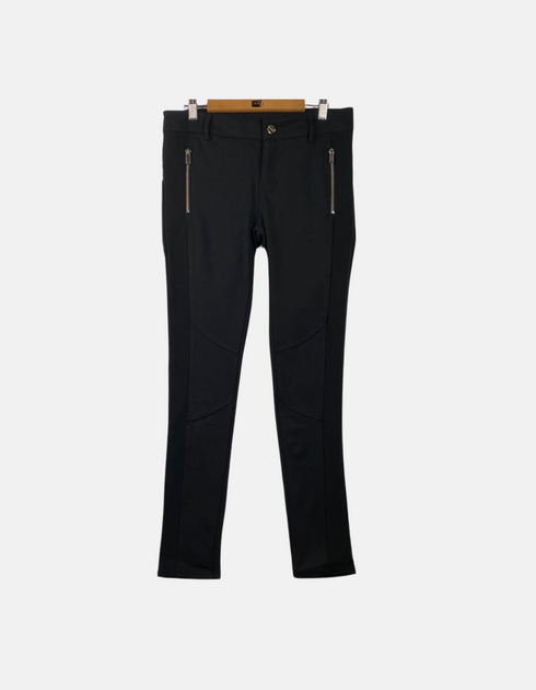 Women's High-Waisted Slim Fit Pants with Zipper Accents