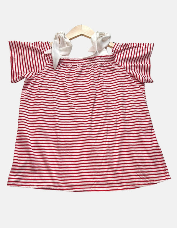 Nautical Charm Bow Sleeve Top F
