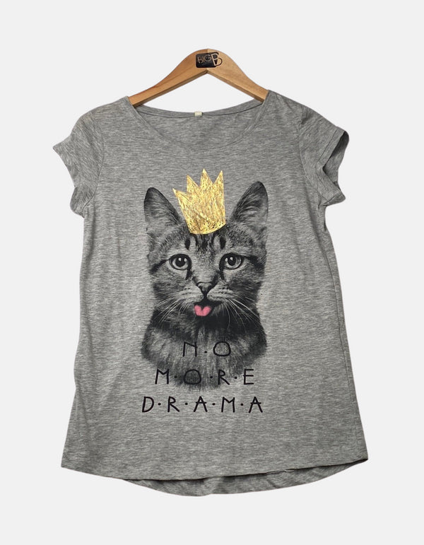 Grey T shirt with cute cat FM