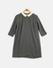 Classic Grey Dress with White Contrast Collar and 3/4 Sleeves