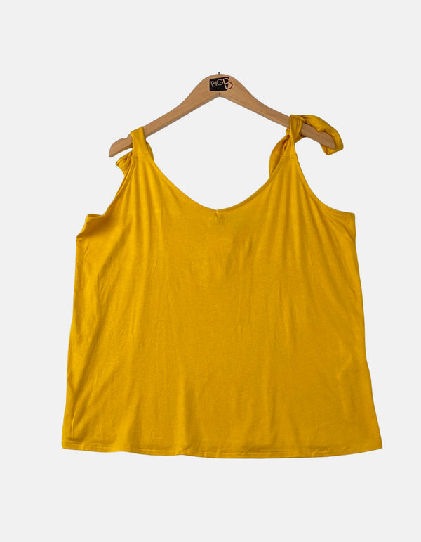 Tie-Shoulder Casual Tank Top – Yellow