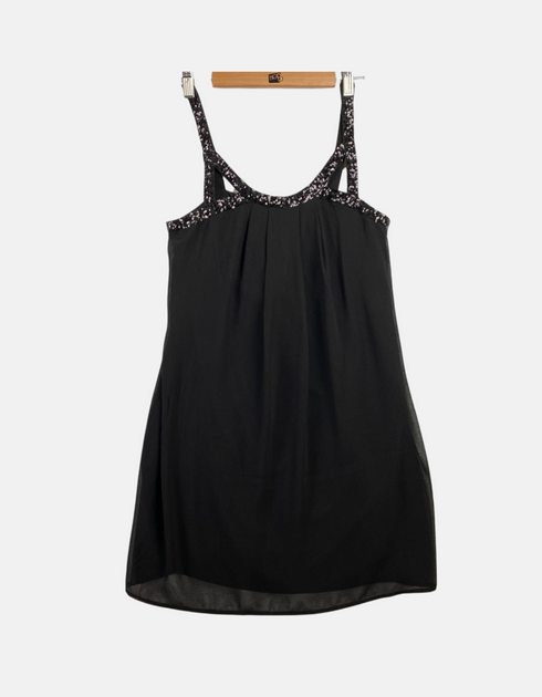 Elegant Black Sleeveless Dress with Embellished Straps