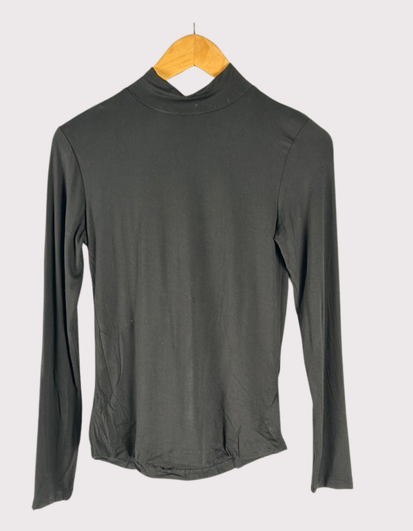 Slate Gray Mock Neck Jersey Top F