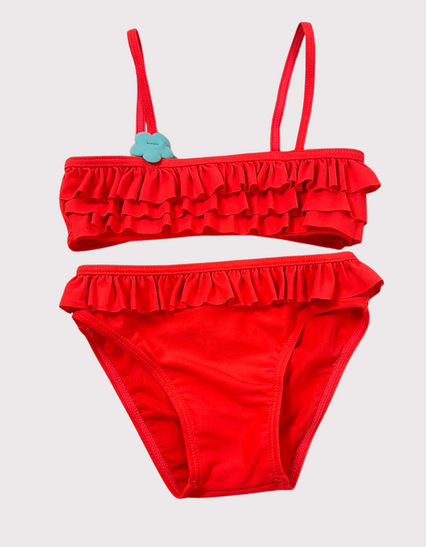 Radiant Ruffles Red Two-Piece Swim Set 