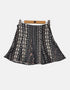 Women's Black and White Patterned Flared Skirt