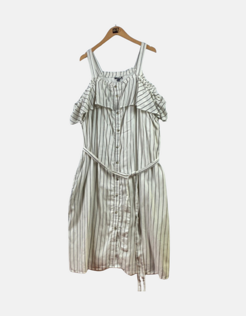 Long dress white line black FM