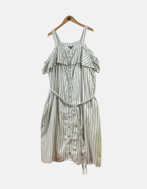 Long dress white line black FM