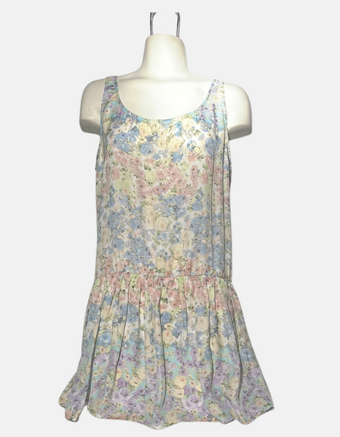 Floral Print Sleeveless Drop Waist Dress