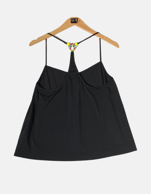 Black Embellished Back Strap Cami Top