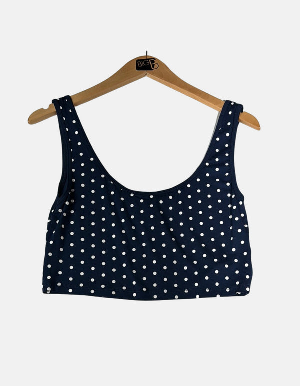 Navy Polka Dot Crop Tank Top