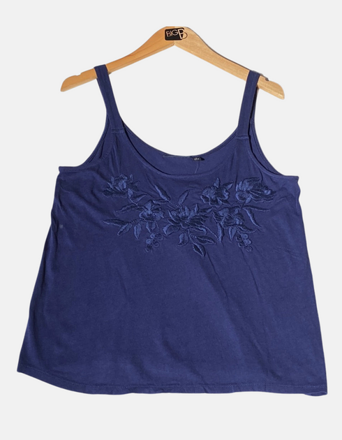 Embroidered Floral Tank Top for Women – Navy Blue