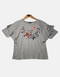 Grey T shirt with flower design on the front FM