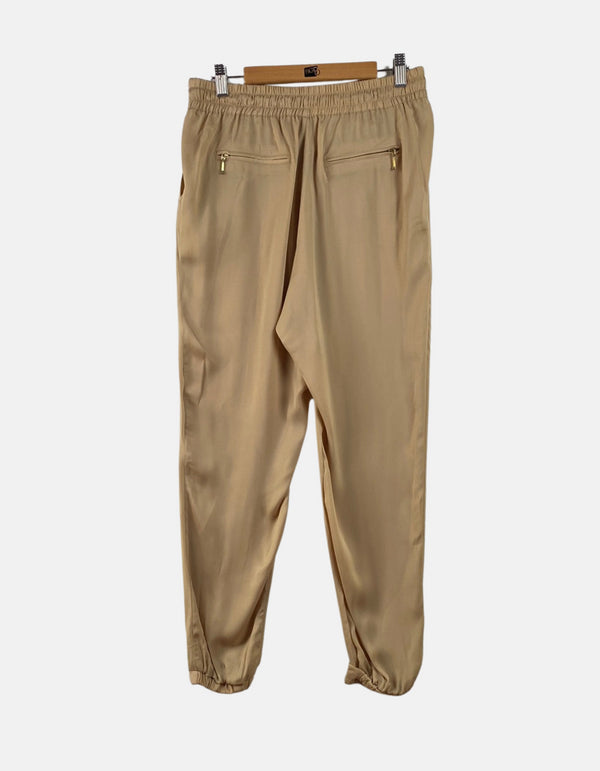Beige Relaxed Fit Drawstring Jogger Pants
