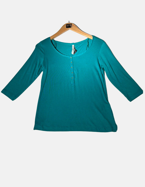 Turquoise Henley Style Tee F