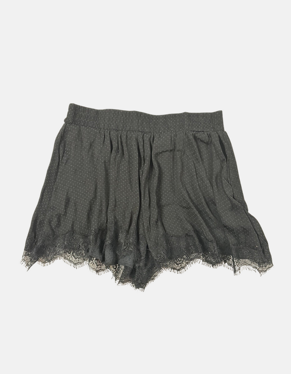Black Polka Dot Lace Trim Shorts