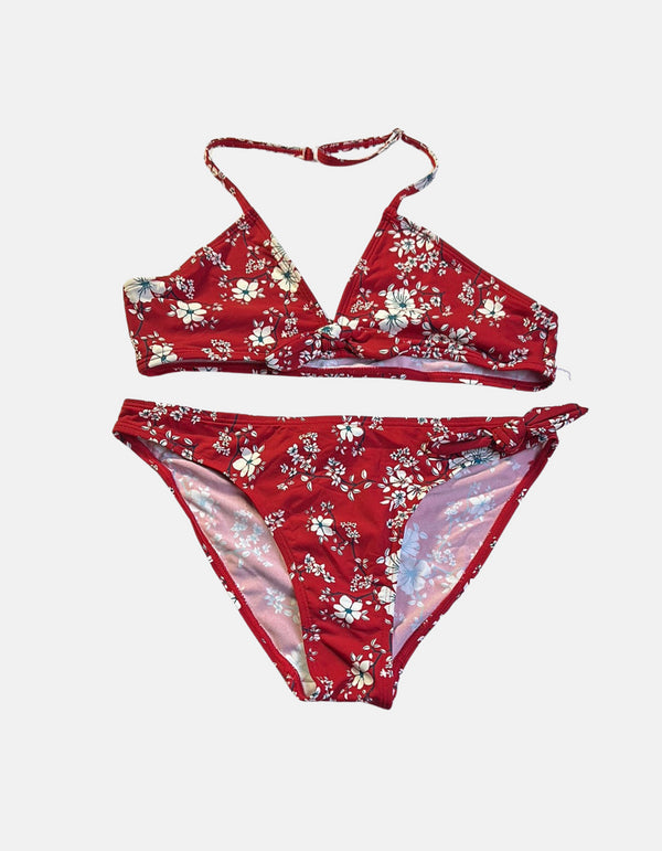 Red Floral Print Bikini Set