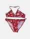 Red Floral Print Bikini Set
