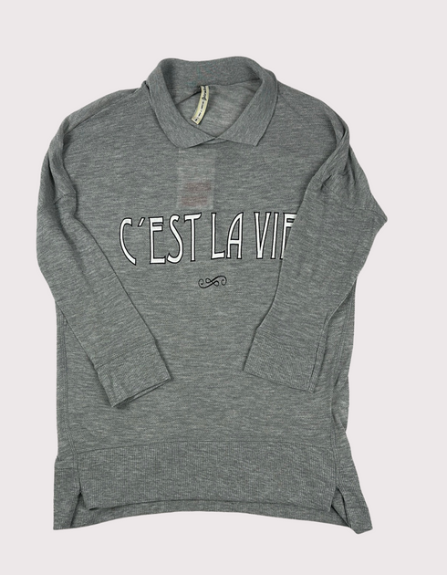 Chic Heather Gray 'C'est La Vie' Pullover