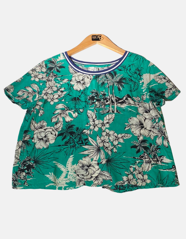 Tropical Print Short-Sleeve Top