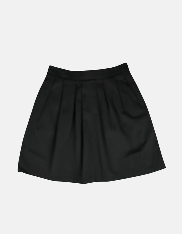 Black Pleated A-Line Skirt