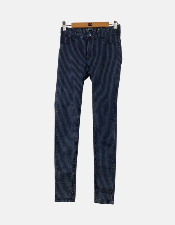 Navy Pinstripe Skinny Jeans