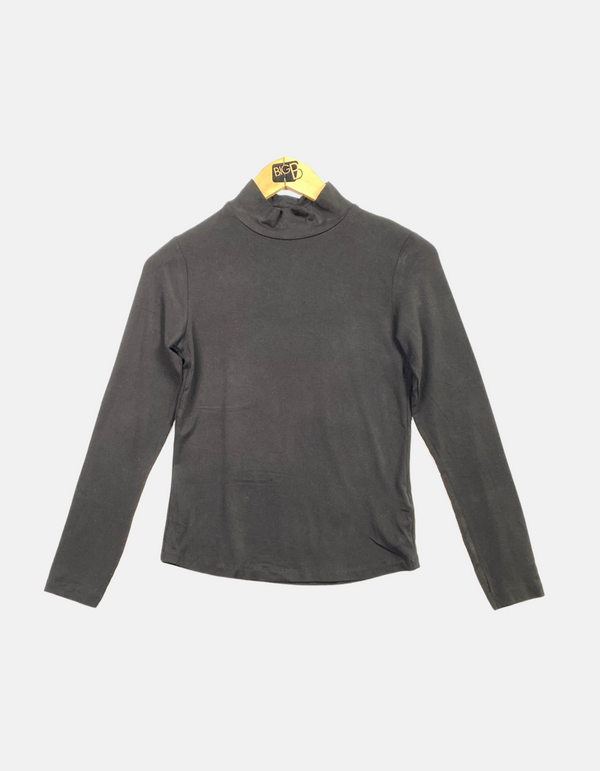 Black Long-Sleeve Mock Neck Top
