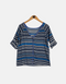 Navy and Blue Striped Button-Down Top