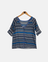 Navy and Blue Striped Button-Down Top