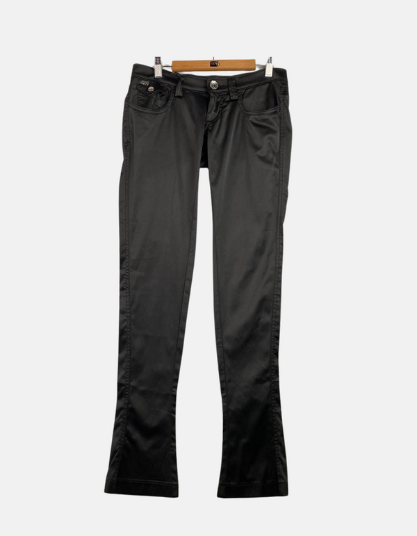 Black Slim-Fit Low-Rise Flare Pants