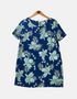 Blue Floral Short-Sleeve Dress