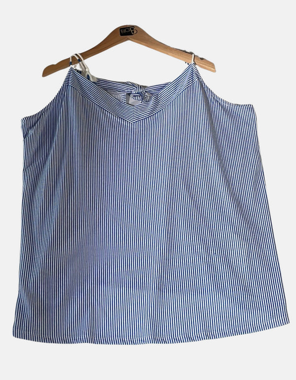 Striped Off-Shoulder Tie-Strap Top for Women